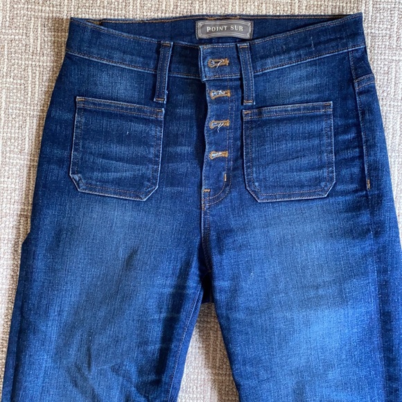 Point Sur Button Fly Cropped Flare Jeans - Picture 2 of 3